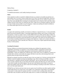 Melissa Dimas
Competency Standard 1:
To establish and maintain a safe, healthy learning environment
Safety
I know attention t