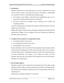 Department of Civil Engineering, N-W.F.P UET, Peshawar                
Introduction to Bridge Engineering 
 
Prof Dr. Qaisar