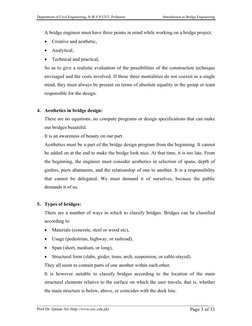 Department of Civil Engineering, N-W.F.P UET, Peshawar                
Introduction to Bridge Engineering 
 
Prof Dr. Qaisar