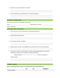 6.
Indicate any current medications of the child:
___________________________________________________________________________