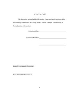 ii 
APPROVAL PAGE 
 
 
   This dissertation written by John Christopher Underwood has been approved by 
the following com