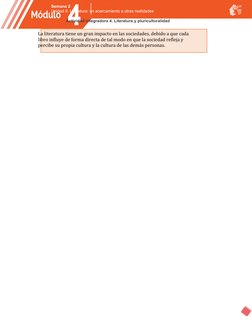 Semana 2
Unidad II. Literatura: un acercamiento a otras realidades
Actividad integradora 4. Literatura y pluriculturalidad
La