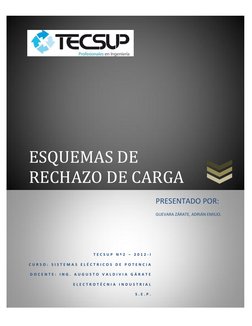 ESQUEMAS DE 
RECHAZO DE CARGA 
 
 
 
 
 
 
T E C S U P  N º 2  –  2 0 1 2 - I  
C U R S O :  S I S T E M A S  E L É C T R I C
