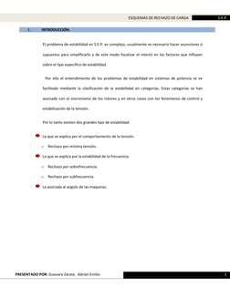 ESQUEMAS DE RECHAZO DE CARGA 
S.E.P. 
 
                PRESENTADO POR: Guevara Zárate,  Adrián Emilio