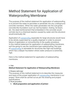 Waterproofing Membrane Method Statement | PDF | Concrete | Building ...