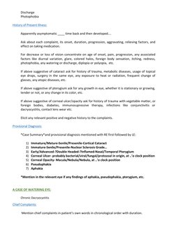 Ophthalmology Case History Proforma | PDF | Cataract | Human Eye