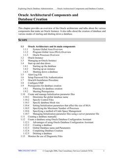 Exploring Oracle Database Administration
Oracle Architectural Components and Database Creation
Oracle Architectural Component