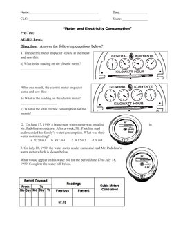 Electric Meter Example Math 6 Grade 6 Meter Reading Worksheets | PDF | Metrology | Physics