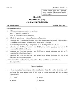 Class 11 Economics Annual Exam 2020-21 | PDF | Demand | Economic ...