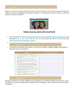 ACTIVIDAD 3.1
Observa el video de la primera sesión del Consejo Técnico Escolar de 2019, el cual presenta los elementos
centr