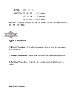 DIVIDE:
180 ÷ 10 = 18
MULTIPLY: 18 x 2 = 36
 1st number
 18 x 3 = 54
 2nd number
 18 X 5 = 90 
 3rd number
Answer: The three