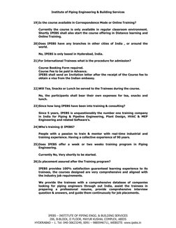 Institute of Piping Engineering & Building Services 
 
 
IPEBS – INSTITUTE OF PIPING ENGG. & BUILDING SERVICES 
206, B-BLOCK,