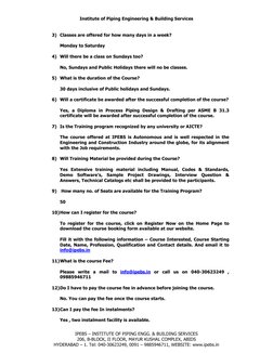 Institute of Piping Engineering & Building Services 
 
 
IPEBS – INSTITUTE OF PIPING ENGG. & BUILDING SERVICES 
206, B-BLOCK,