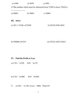 Class 5 Addition and Subtraction Worksheet | PDF | Business