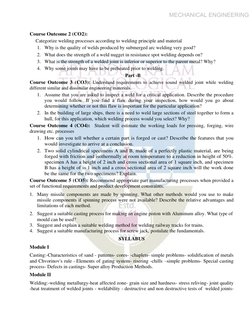 MECHANICAL ENGINEERING
Course Outcome 2 (CO2):  
Categorize welding processes according to welding principle and material 
1.