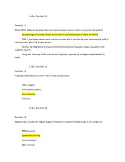 Procurement Exam Questions & Answers | PDF | Procurement | Supply Chain