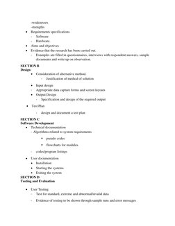 -weaknesses 
-strengths 
 Requirements specifications  
- 
Software 
- 
Hardware.  
 
 
 
 
 
 
 
 
 
 Aims and objecti