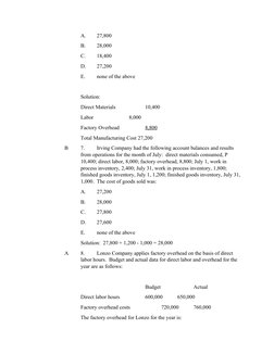 Cost Accounting Exam Questions & Solutions | PDF | Cost Of Goods Sold ...