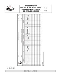 PROCEDIMIENTO
IDENTIFICACION DE PELIGROS,
VALORACION DE RIESGOS,
CONTROL DE RIESGOS
      PA-01
      REV.0
6. CAMBIOS 
CONTR