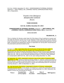 G.R. No. 212825, December 07, 2015 - COMMISSIONER OF INTERNAL REVENUE, 
Petitioner, v. NEXT MOBILE, INC. (FORMERLY NEXTEL COM