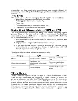 scheduled as a part of the manufacturing day and, in some cases, as an integral part of the 
manufacturing process. The goal