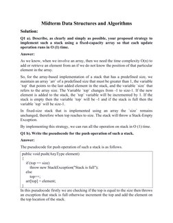 Data Structures Midterm Solutions | PDF | Algorithms And Data ...