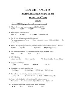 MCQ WITH ANSWERS 
DIGITAL ELECTRONICS [PC-EE-402] 
SEMESTER-4TH [EE]       
GROUP-A   
Answer 50 MCQ type questions [each car
