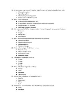 Database Concepts and MCQs | PDF | Table (Database) | Databases