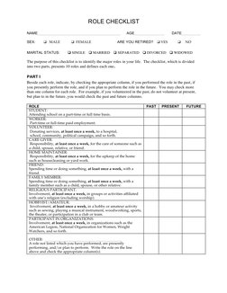 Role Checklist With Instructions | PDF | Occupational Therapy | Hobbies