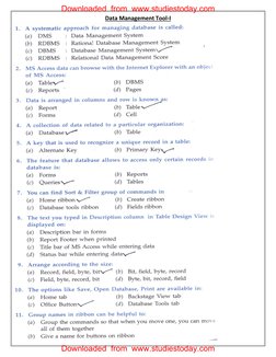 Data Management Tool-I        
 
Downloaded  from  www.studiestoday.com
Downloaded  from  www.studiestoday.com
