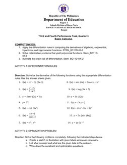 Performance Task 3 Basic Calculus | PDF | Equations | Derivative