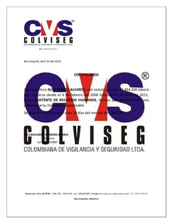 NIT: 8001016130
Barranquilla abril 30 del 2015
CERTIFICAMOS
Que la señora SUSY CONEO ALVAREZ, con ced