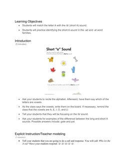 Short A Sound Lesson Plan for Grade 2 | PDF | Lesson Plan | Human ...