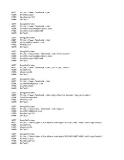 HOST:  https://www.facebook.com/
USER:  brandcityco
PASS:  Maxdesign!23
UNKN:  Default
SOFT:  GoogleChrome
HOST:  https://www
