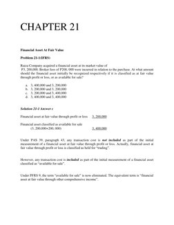 Financial Assets at Fair Value Solutions | PDF | Fair Value | Equity ...