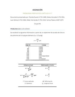 ASIGNACIÓN 
PROBLEMAS PROPUESTOS CAPÍTULO 6 Y 7 
Documento presentado por: Pamela Duarte 9-755-1489, Deikys González 9-752-95