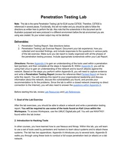 Penetration Testing Lab 
 
Note: ​This lab is the same Penetration Testing Lab for ELM course CST630. Therefore, CST630 is
