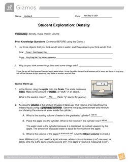 Density Experiment: Sink or Float Analysis | PDF | Buoyancy | Density