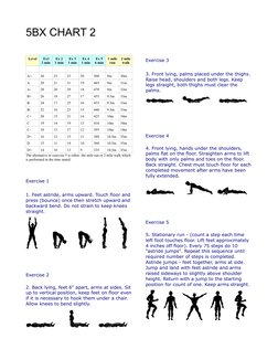 5BX Exercise Program Levels Chart | PDF | Foot | Knee