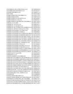 COLOMBIANA DE LITERATURA S.A.S
NIT 900902628 0
COLOMBIANOS EXITOSOS S.A.S
NIT 901046747 1
COLORS EDITORES S.A.S
NIT 900493711