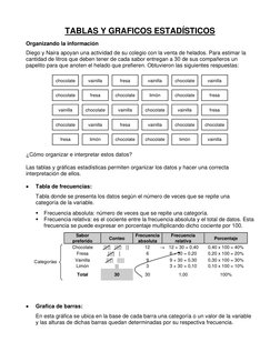 TABLAS Y GRAFICOS ESTADÍSTICOS 
Organizando la información 
Diego y Naira apoyan una actividad de su colegio con la venta de