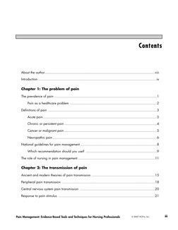 Pain Management: Evidence-Based Tools and Techniques for Nursing Professionals
iii
© 2007 HCPro, Inc.
About the author.......