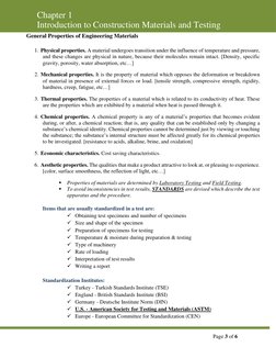 Chapter 1  
Introduction to Construction Materials and Testing 
 
 
 
 
 
Page 3 of 6 
 
General Properties of Engineering Ma