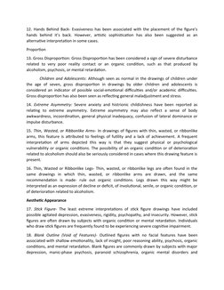 12. Hands Behind Back- Evasiveness has been associated with the placement of the figure’s
hands  behind  it’s  back.  However