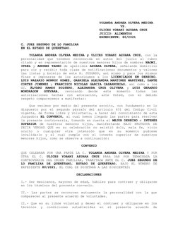 YOLANDA ANDREA OLVERA MEDINA 
           VS. 
ULICES YOBANI AZUARA CRUZ 
JUICIO: ALIMENTOS 
EXPEDIENTE: 80/2021
C. JUEZ SEGUN