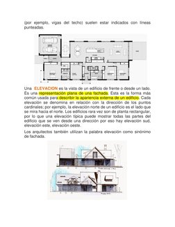 (por ejemplo, vigas del techo) suelen estar indicados con líneas 
punteadas.  
 
 
 
 
 
 
 
 
 
 
Una  ELEVACION es la vista