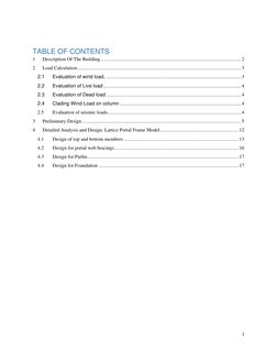 1 
 
 
TABLE OF CONTENTS 
1 
Description Of The Building.....................................................................
