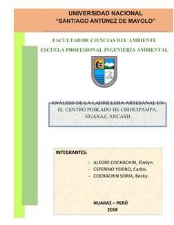 UNIVERSIDAD NACIONAL
“SANTIAGO ANTÚNEZ DE MAYOLO”
FACULTAD DE CIENCIAS DEL AMBIENTE
ESCUELA PROFESIONAL INGENIERÍA AMBIEN