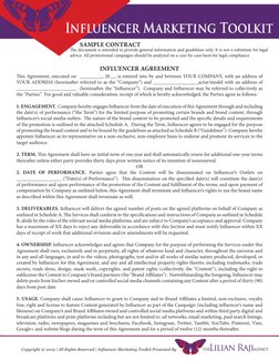 Copyright @ 2019 | All Rights Reserved | Influencer Marketing Toolkit Presented By
SAMPLE CONTRACT
The document is intended t