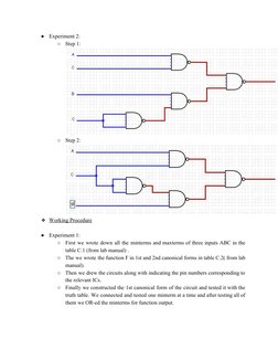 ●
Experiment 2: 
○
Step 1: 
○
Step 2: 
❖Working Procedure 
 
●
Experiment 1: 
○
First we wrote down all the minterms and maxt